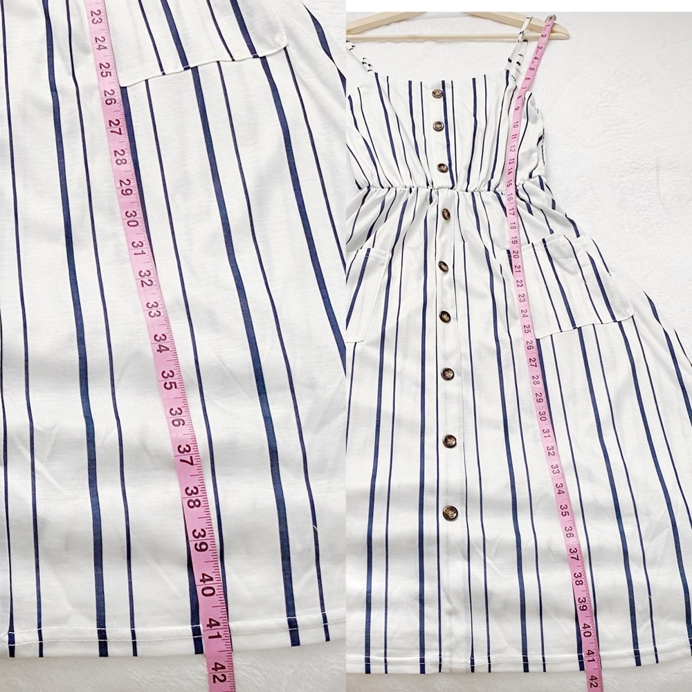 White & Blue Stripe Button Down Front Style Sundr… - image 5